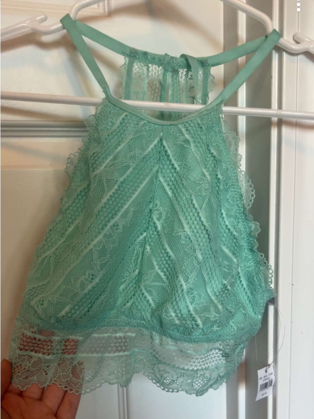 aerie Mint Green Lace Halter Crop Top